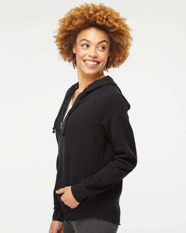 Independent Trading Co. - Women's California Wave Wash Full-Zip Hooded Sweatshirt - PRM2500Z - XS - Black Fit Womenswear - Image 2