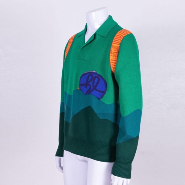 High Level HL - Knitted Long Sleeve Polo Sweater Knitwear Menswear with Zipper Pocket Cotton yarn - Image 4