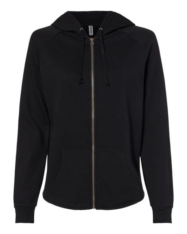 Independent Trading Co. - Women's California Wave Wash Full-Zip Hooded Sweatshirt - PRM2500Z - XS - Black Fit Womenswear - Image 4