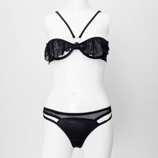 Women Sexiest Lingerie Heart Ring Sexy Flounce Bra and Thong set Underwear Womenswear