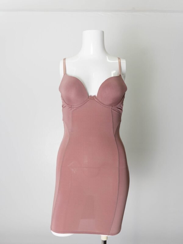 Women sexy lingerie Taupe Long Tank Top dress with built-in pushup bra