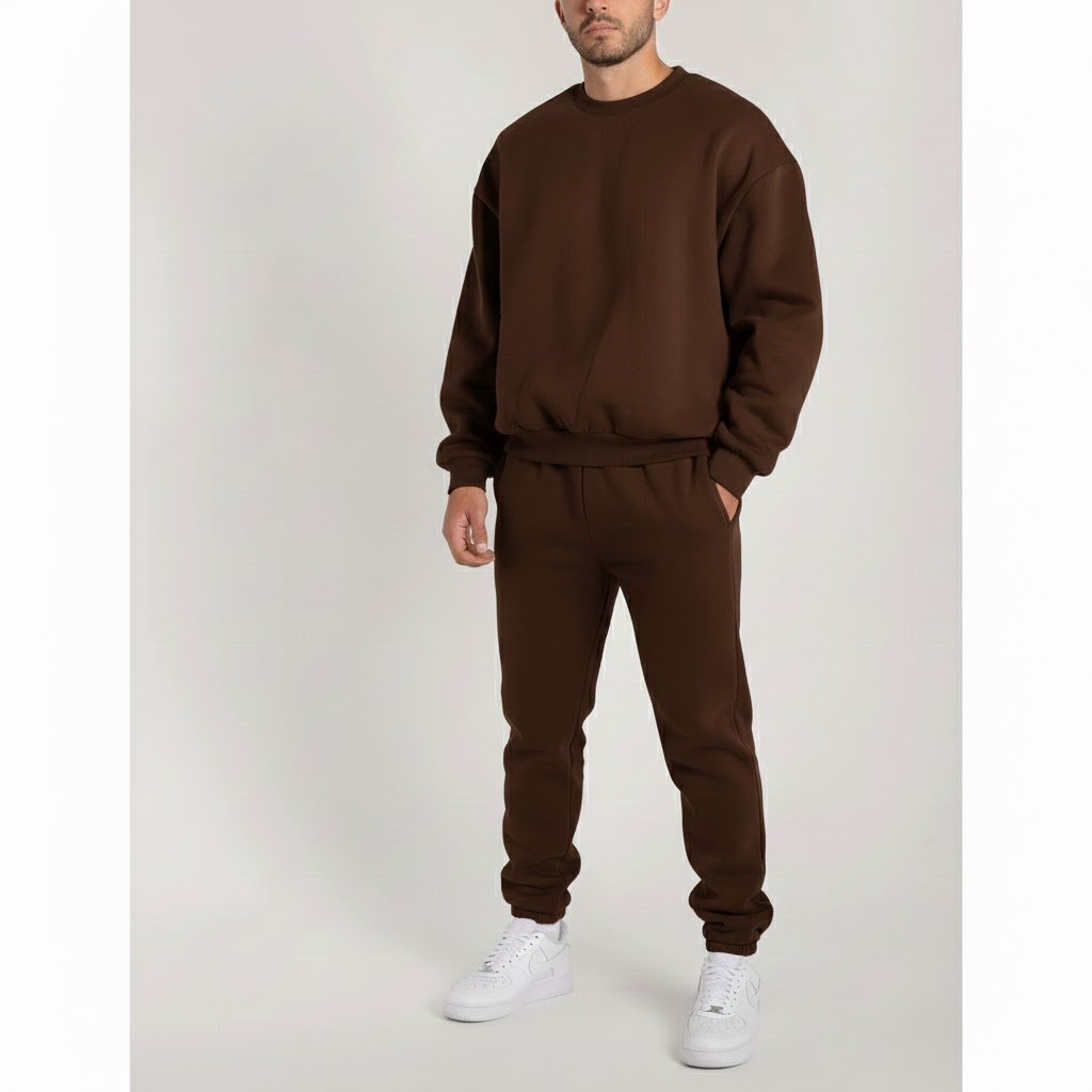 HIGH LEVEL Menswear Crewneck sweatshirt and jogger pants top and bottom set premium cotton fleece - Image 3