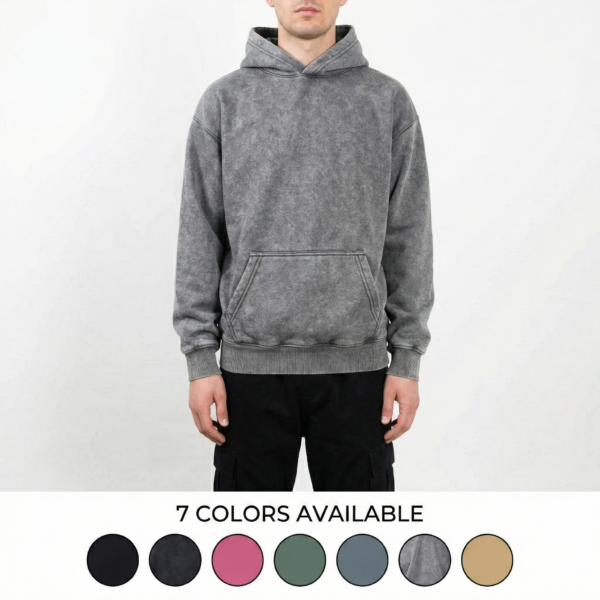HIGH LEVEL HL Menswear Stone washed hoodie 360gsm - Black, Pink, Green, Tan, Navy, Grey - regular fit true to size Casual Cotton