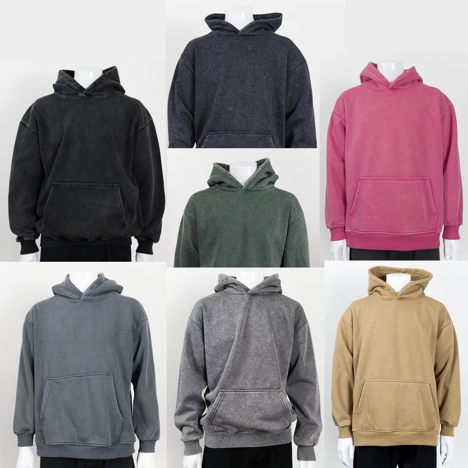 HIGH LEVEL HL Menswear Stone washed hoodie 360gsm - Black, Pink, Green, Tan, Navy, Grey - regular fit true to size Casual Cotton