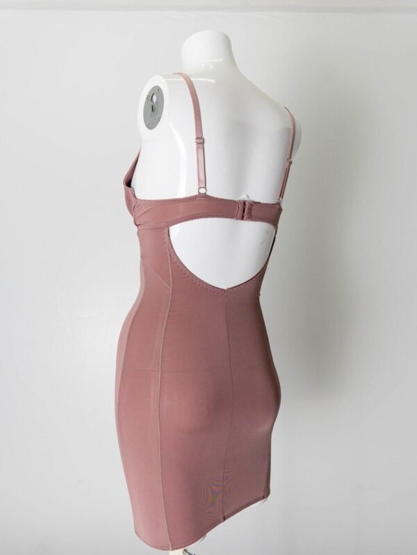 Women sexy lingerie Taupe Long Tank Top dress with built-in pushup bra - Image 2