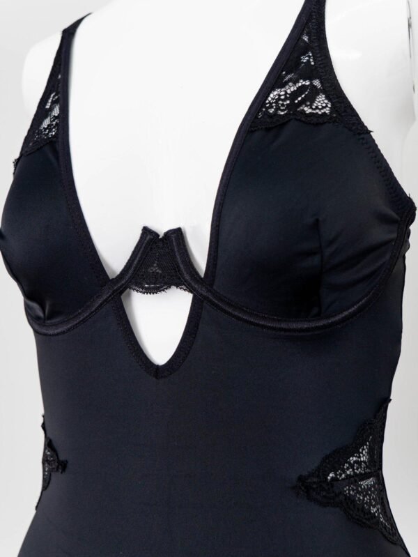 Women Lingery Black Sexy Teddy with Lace details - Image 2