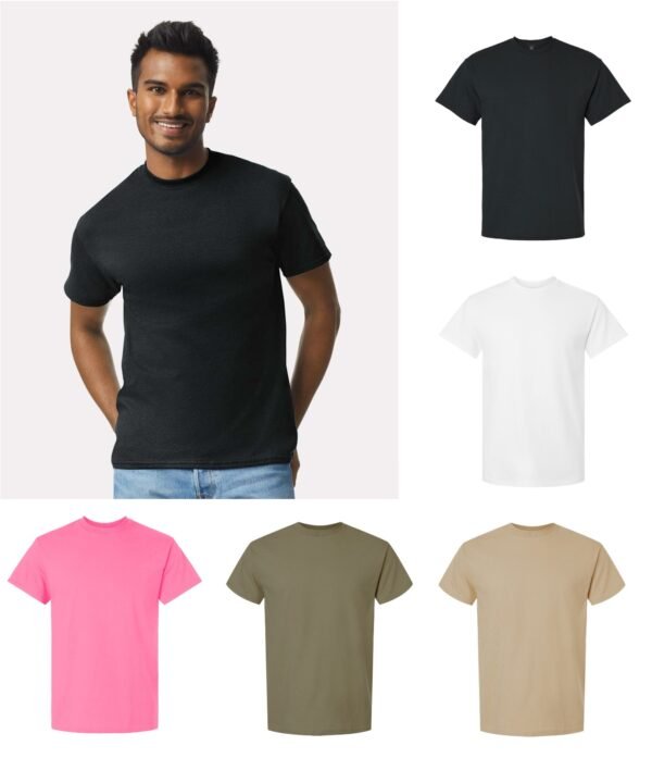 Gildan Ultra Cotton T-Shirt 2000 - Men's Tshirt Casual Heavyweight Basic - Black, White, Tan, Prairie Dust or Safety Pink