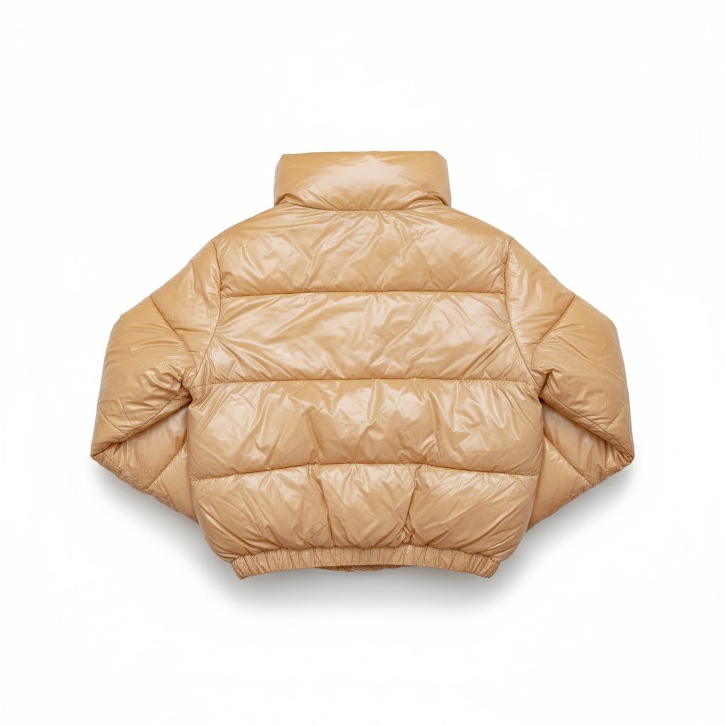 Women Cropped Puffer Jacket High Neck Quilted Bubble Coat Womenswear Lightweight Shiny - Image 12