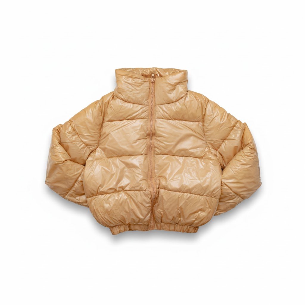 Women Cropped Puffer Jacket High Neck Quilted Bubble Coat Womenswear Lightweight Shiny - Image 11