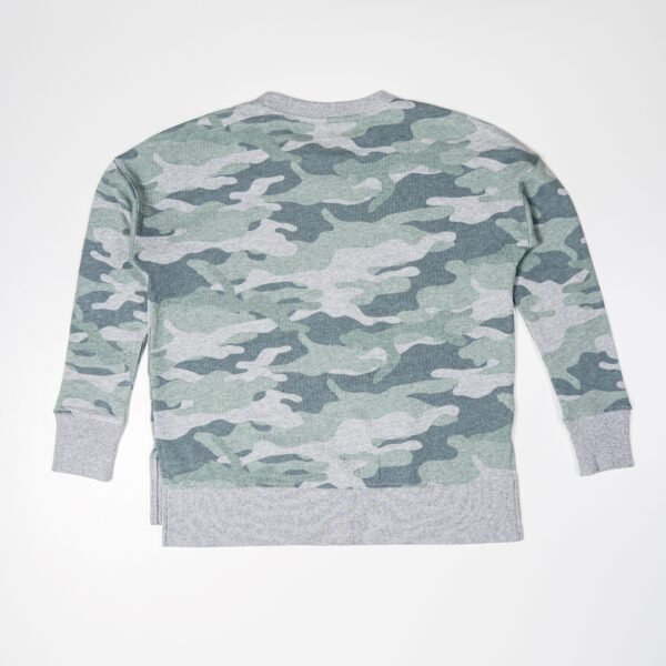 High Level HL - Women's Camo French Terry Relaxed fit Sweatshirt with hi-low hem - Womenswear Crewneck Long Sleeve Tops - Image 3