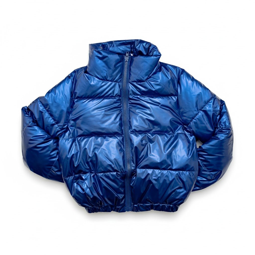 Women Cropped Puffer Jacket High Neck Quilted Bubble Coat Womenswear Lightweight Shiny - Image 3