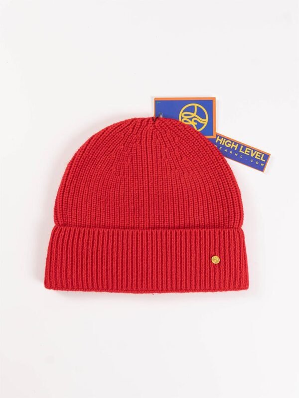 HIGH LEVEL HL Soft Luxury 100% Cashmere Beanie Ribbed Knit – Red - Unisex Winter Hat