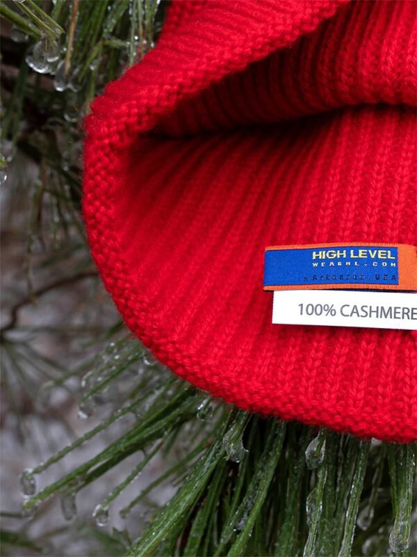 HIGH LEVEL HL Soft Luxury 100% Cashmere Beanie Ribbed Knit – Red - Unisex Winter Hat - Image 4