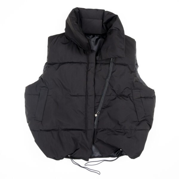 High Level HL Women High Collar Puffer Vest Puffer Jacket Turn-Down Collar Asymmetrical zipper - Black, Beige or Off-White - Soft, Outerwear, Winter, Coat, Stylish, Basic, Casual Comfort - Image 2