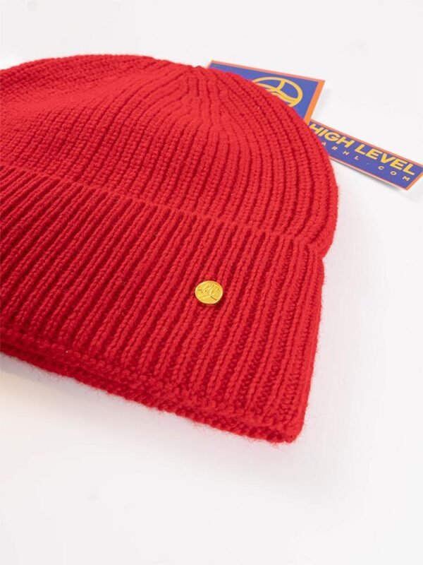 HIGH LEVEL HL Soft Luxury 100% Cashmere Beanie Ribbed Knit – Red - Unisex Winter Hat - Image 5