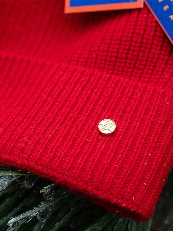 HIGH LEVEL HL Soft Luxury 100% Cashmere Beanie Ribbed Knit – Red - Unisex Winter Hat - Image 3