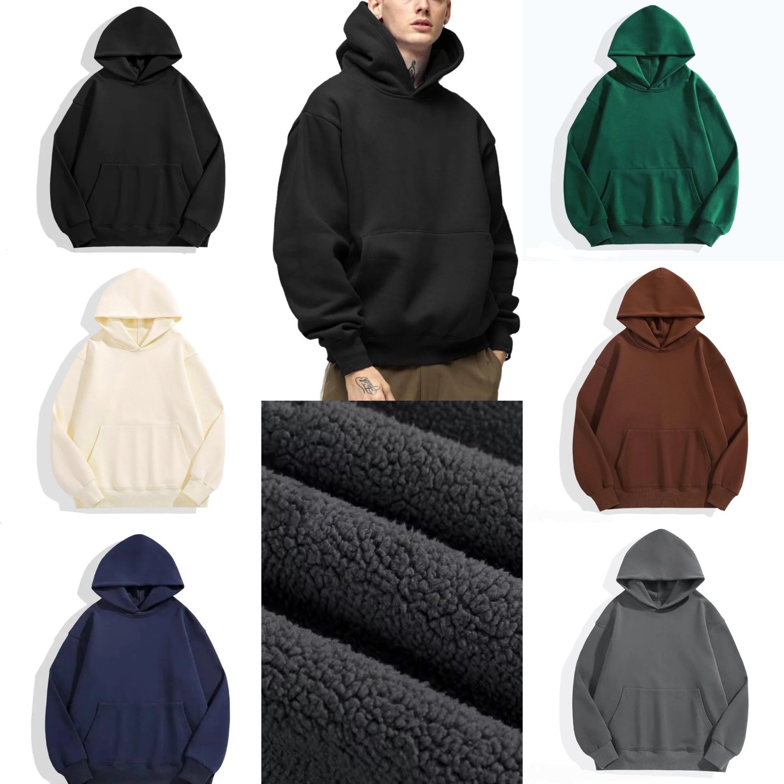 High Level HL - Premium Heavyweight Hoodie 400gsm (11.80 oz) soft - Oversized, Regular or Slim fit - Black, Forest Green, Cream, Brown, Charcoal Grey, Navy