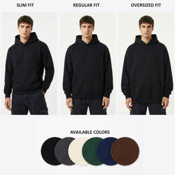 Premium Super Heavy Hoodie by HL High Level 400gsm (11.80 oz) - Oversized, Regular or Slim fit - Black, Forest Green, Off-White, Brown, Grey, Navy - soft polar fleece lining