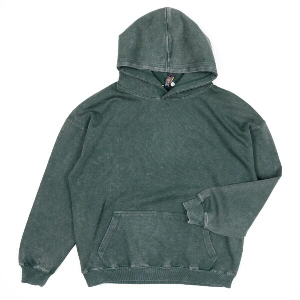 High Level HL Vintage Comfort Stone-Washed Cotton Hoodie Oversized Boxy Fit Box Fit Drop Shoulder - Forest Green - Unisex, Men, Women, no-drawstring hood, no-lining Casual Pullover Streetwear Minimalist Tops