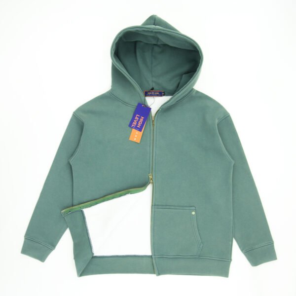High Level HL Two-way Zip-up Hoodie Stone Washed Vintage Men Long sleeves Pink, Grey, Caramel, Sage zip-up front double zipper Stonewashed Plush - Image 10