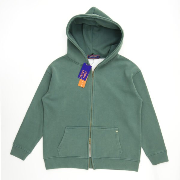 High Level HL Two-way Zip-up Hoodie Stone Washed Vintage Men Long sleeves Pink, Grey, Caramel, Sage zip-up front double zipper Stonewashed Plush - Image 9