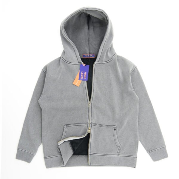 High Level HL Two-way Zip-up Hoodie Stone Washed Vintage Men Long sleeves Pink, Grey, Caramel, Sage zip-up front double zipper Stonewashed Plush - Image 16