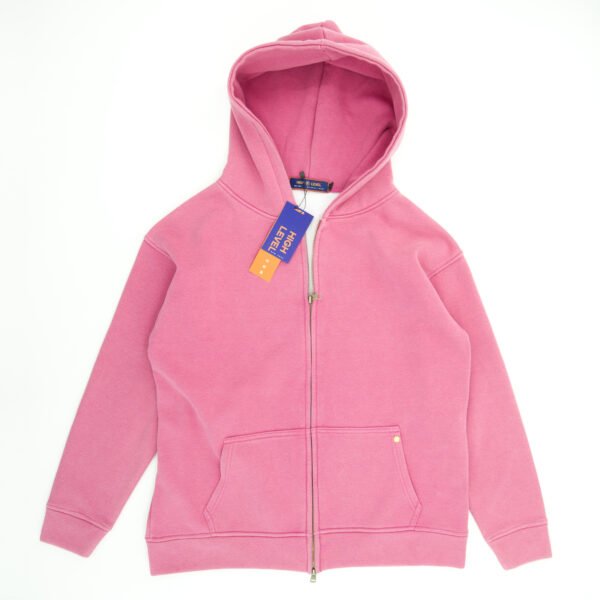 High Level HL Two-way Zip-up Hoodie Stone Washed Vintage Men Long sleeves Pink, Grey, Caramel, Sage zip-up front double zipper Stonewashed Plush - Image 23