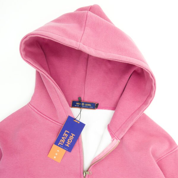 High Level HL Two-way Zip-up Hoodie Stone Washed Vintage Men Long sleeves Pink, Grey, Caramel, Sage zip-up front double zipper Stonewashed Plush - Image 31