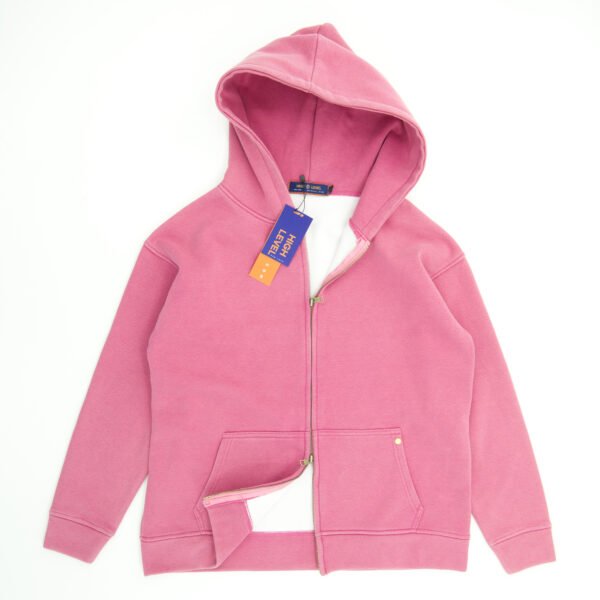 High Level HL Two-way Zip-up Hoodie Stone Washed Vintage Men Long sleeves Pink, Grey, Caramel, Sage zip-up front double zipper Stonewashed Plush - Image 24