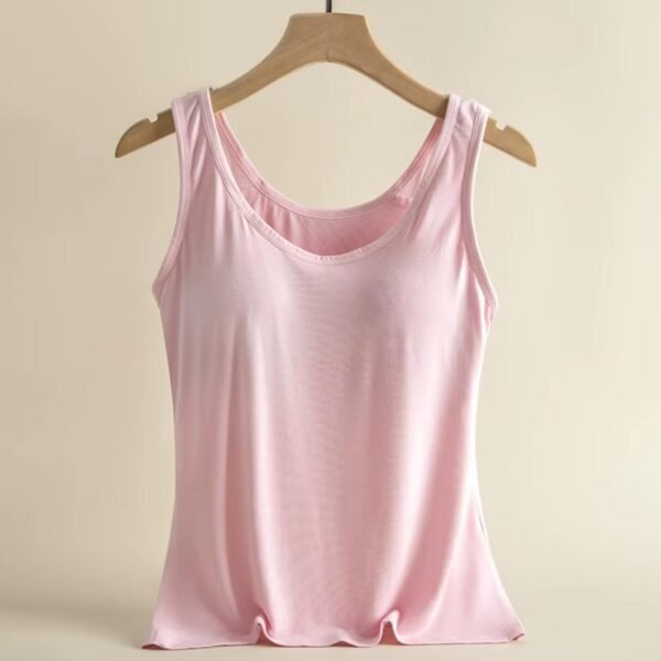 High Level HL Women Tank Top with Built-in Padded Bra Wireless in Black, White, Light Pink, Light Peach Stretchy Breathable Comfortable Sleeveless 95% Viscose 5% Elasthane - Image 13