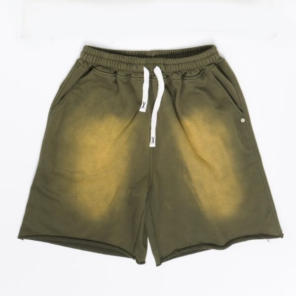 HIGH LEVEL Men's Washed French Terry Cotton Shorts Heavyweight 360gsm - Black, Tan, Army Green Menswear Athletic - Image 2