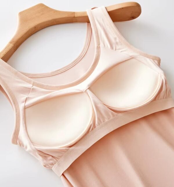 High Level HL Women Tank Top with Built-in Padded Bra Wireless in Black, White, Light Pink, Light Peach Stretchy Breathable Comfortable Sleeveless 95% Viscose 5% Elasthane - Image 4