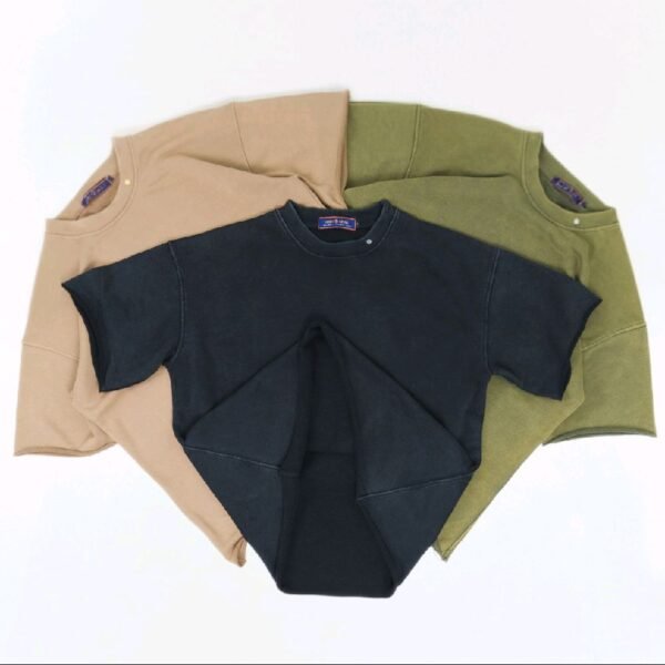 HIGH LEVEL Men's Oversized Washed French Terry Cotton T-shirt Heavyweight 360gsm Boxy Fit Drop Shoulders - Black, Tan, Army Green Casual Classic