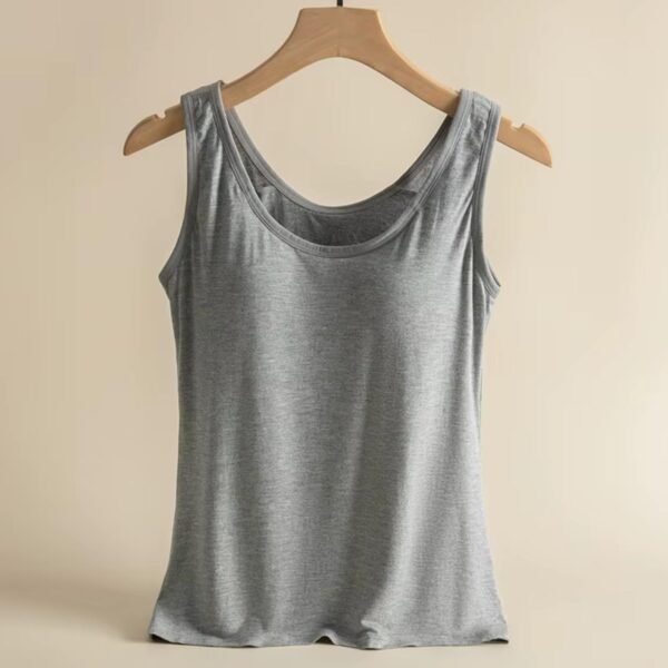 High Level HL Women Tank Top with Built-in Padded Bra Wireless in Black, White, Light Pink, Light Peach Stretchy Breathable Comfortable Sleeveless 95% Viscose 5% Elasthane - Image 12