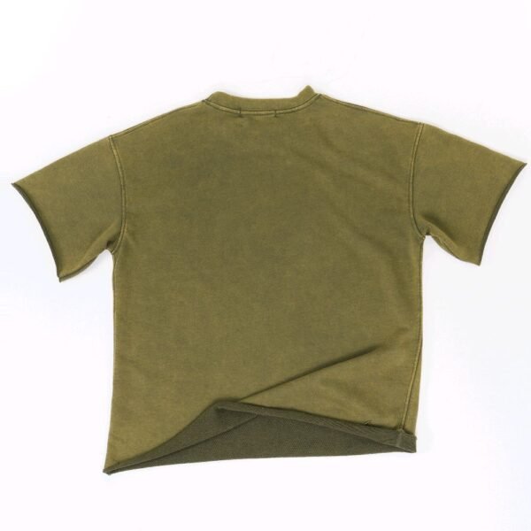 HIGH LEVEL Men's Oversized Washed French Terry Cotton T-shirt Heavyweight 360gsm Boxy Fit Drop Shoulders - Black, Tan, Army Green Casual Classic - Image 6