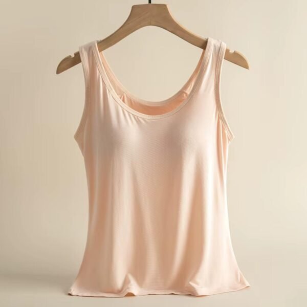 High Level HL Women Tank Top with Built-in Padded Bra Wireless in Black, White, Light Pink, Light Peach Stretchy Breathable Comfortable Sleeveless 95% Viscose 5% Elasthane - Image 14