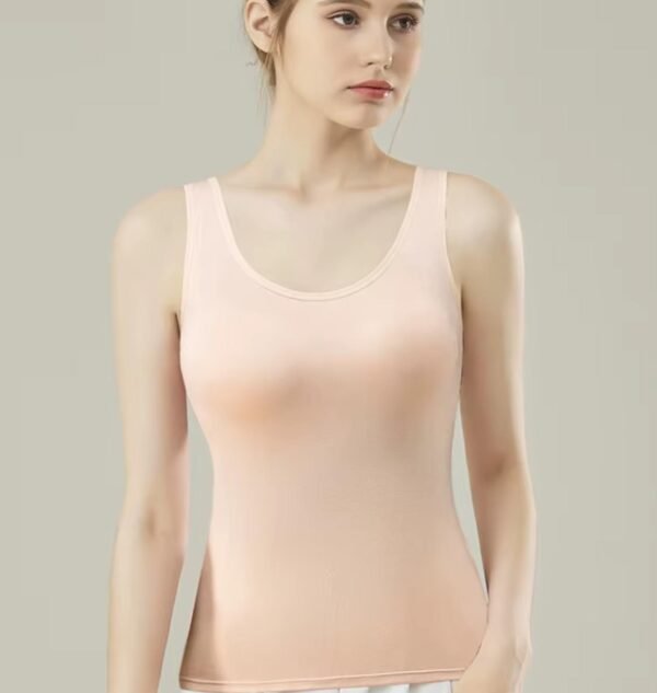 High Level HL Women Tank Top with Built-in Padded Bra Wireless in Black, White, Light Pink, Light Peach Stretchy Breathable Comfortable Sleeveless 95% Viscose 5% Elasthane - Image 2
