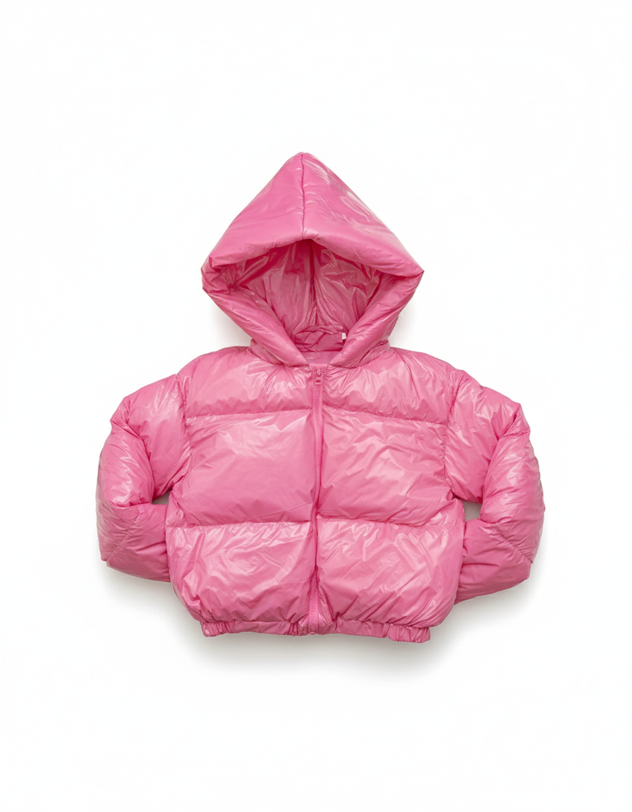 Women Hooded Cropped Puffer Jackets Fabric Long Sleeve Winter Womenswear Coats Comfortable Everyday - Image 9