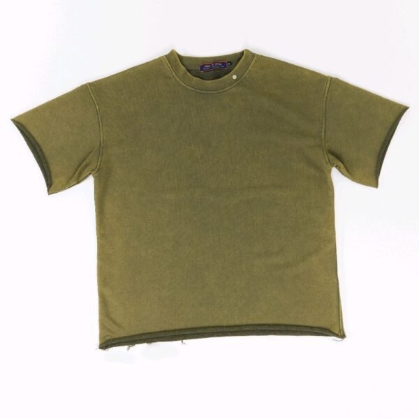HIGH LEVEL Men's Oversized Washed French Terry Cotton T-shirt Heavyweight 360gsm Boxy Fit Drop Shoulders - Black, Tan, Army Green Casual Classic - Image 12