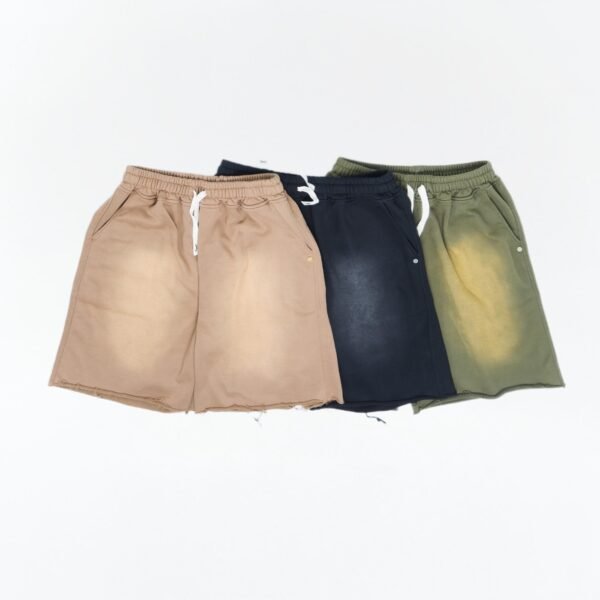 HIGH LEVEL Men's Washed French Terry Cotton Shorts Heavyweight 360gsm - Black, Tan, Army Green Menswear Athletic