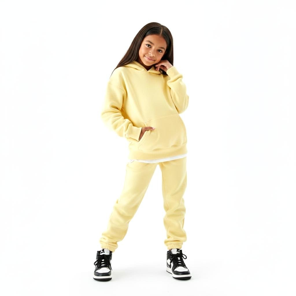 High Level HL - Kids' Cozy Comfy Sweatsuit Hoodies and Sweatpants for Winter Warm Heavyweight in Black, Lavender, Pink, Baby Blue, Yellow, Heather Grey, Coral Orange, Army Green, Tan Khaki - Image 2