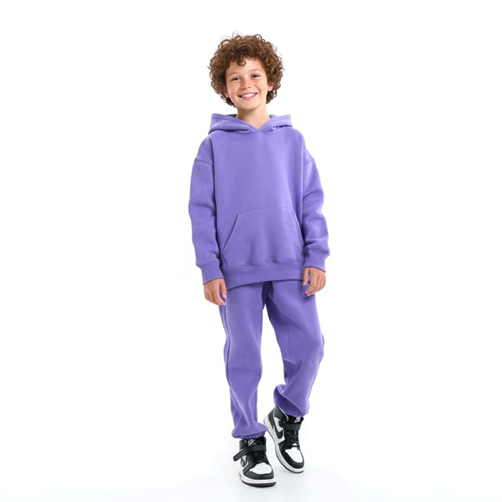 High Level HL - Kids' Cozy Comfy Sweatsuit Hoodies and Sweatpants for Winter Warm Heavyweight in Black, Lavender, Pink, Baby Blue, Yellow, Heather Grey, Coral Orange, Army Green, Tan Khaki - Image 9