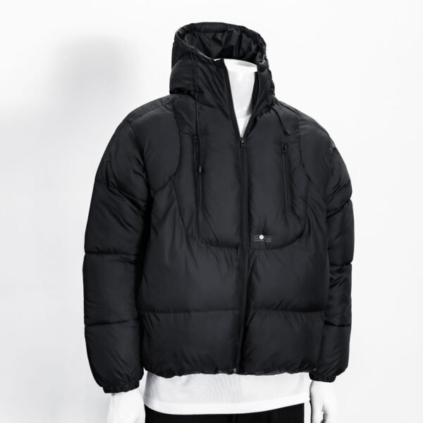 High Level HL Men's Black Insulated Puffer Jacket Winter Warm Durable Outerwear with Adjustable Hood & Streamlined Design