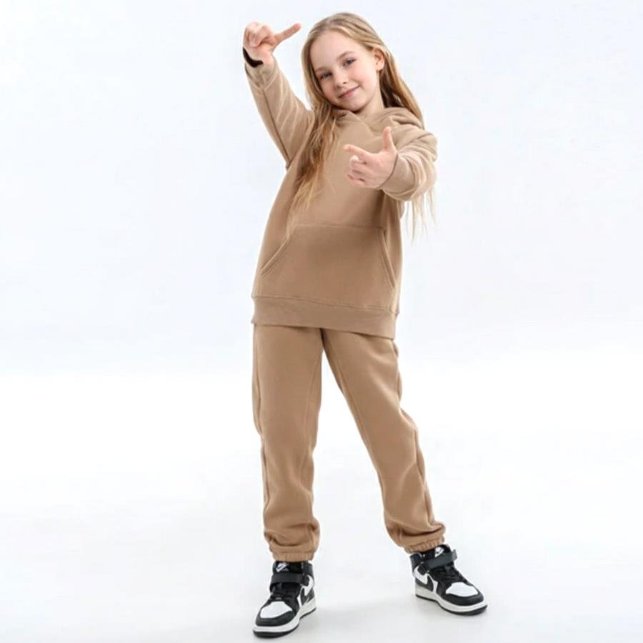 High Level HL - Kids' Cozy Comfy Sweatsuit Hoodies and Sweatpants for Winter Warm Heavyweight in Black, Lavender, Pink, Baby Blue, Yellow, Heather Grey, Coral Orange, Army Green, Tan Khaki - Image 8