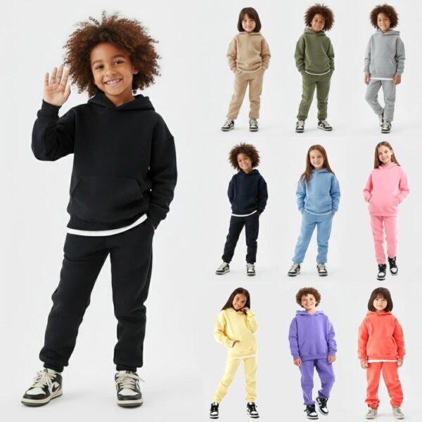 High Level HL - Kids' Cozy Comfy Sweatsuit Hoodies and Sweatpants for Winter Warm Heavyweight in Black, Lavender, Pink, Baby Blue, Yellow, Heather Grey, Coral Orange, Army Green, Tan Khaki
