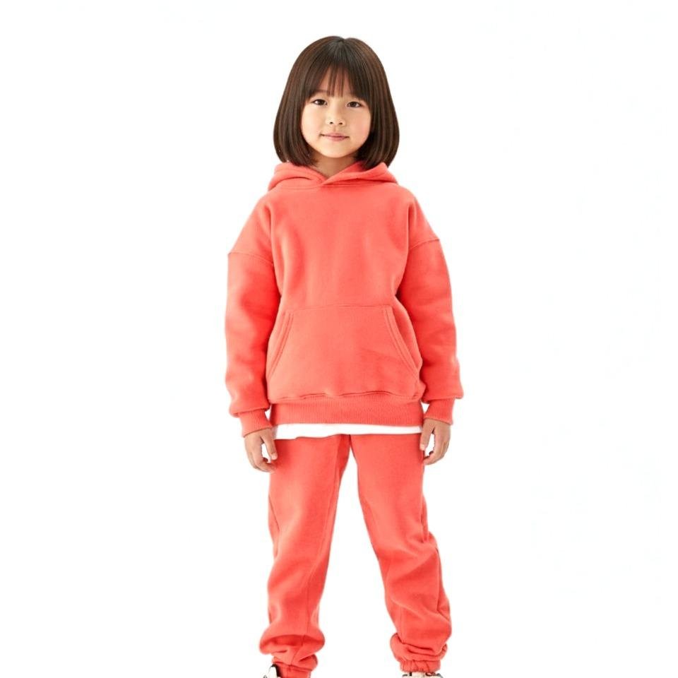 High Level HL - Kids' Cozy Comfy Sweatsuit Hoodies and Sweatpants for Winter Warm Heavyweight in Black, Lavender, Pink, Baby Blue, Yellow, Heather Grey, Coral Orange, Army Green, Tan Khaki - Image 6