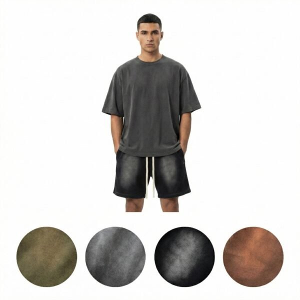 Men's Shorts Washed French Terry Cotton by HIGH LEVEL HL Mid Thigh 6in inseam Heavyweight 360gsm - Black, Army Green, Grey, Copper Relaxed Fit Casual Everyday Wear Stylish Menswear